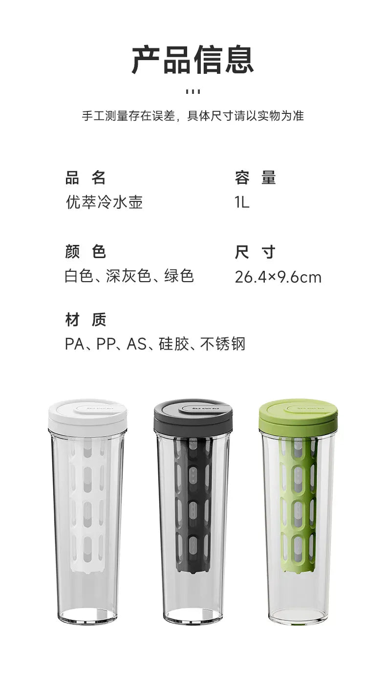 1L Manual Cold Brew Coffee Maker with Handle High-capacity Water Bottle Summer Portable Juices Tea Fruit Coffeeware Pot 1L Manual Cold Brew Coffee Maker with Handle High-capacity Water Bottle Summer Portable Juices Tea Fruit Coffeeware Pot