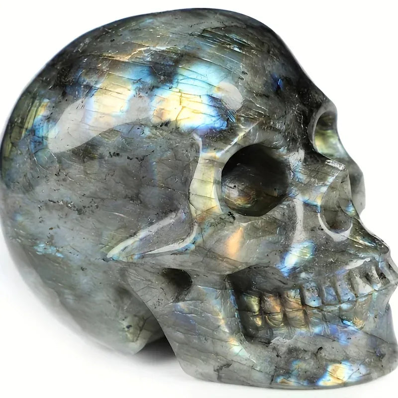 1pc Large Flash Labradorite Crystal Skull, Halloween Carving Sculture, Crystal Spooky Decor, for Jewelry Making 1pc Large Flash Labradorite Crystal Skull, Halloween Carving Sculture, Crystal Spooky Decor, for Jewelry Making