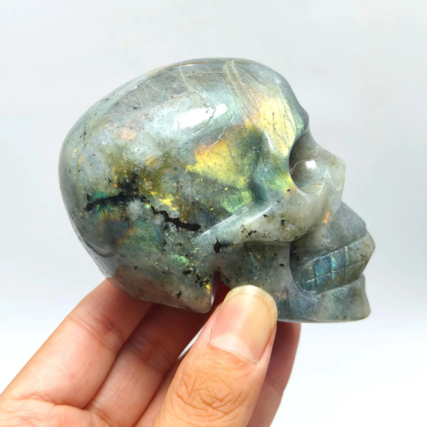 1pc Large Flash Labradorite Crystal Skull, Halloween Carving Sculture, Crystal Spooky Decor, for Jewelry Making 1pc Large Flash Labradorite Crystal Skull, Halloween Carving Sculture, Crystal Spooky Decor, for Jewelry Making