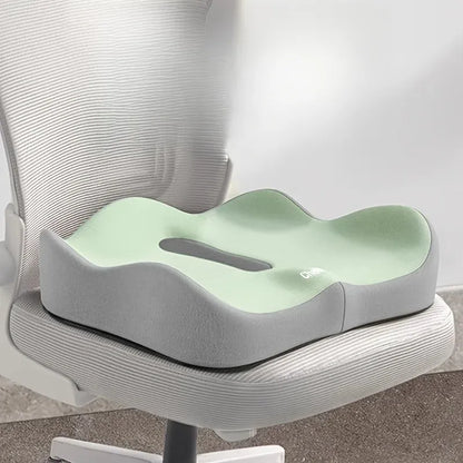 1pc Memory Foam Seat Cushion - 3D Ergonomic Support| Light Green & Grey, Washable Polyester, Car/Office Essentials 1pc Memory Foam Seat Cushion - 3D Ergonomic Support| Light Green & Grey, Washable Polyester, Car/Office Essentials