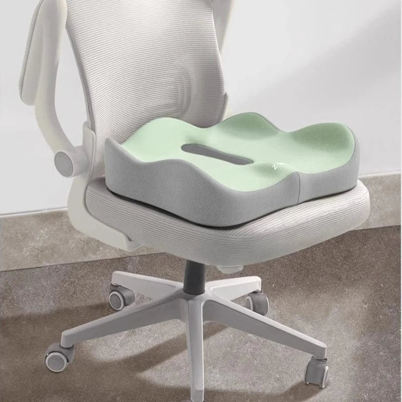 1pc Memory Foam Seat Cushion - 3D Ergonomic Support| Light Green & Grey, Washable Polyester, Car/Office Essentials 1pc Memory Foam Seat Cushion - 3D Ergonomic Support| Light Green & Grey, Washable Polyester, Car/Office Essentials