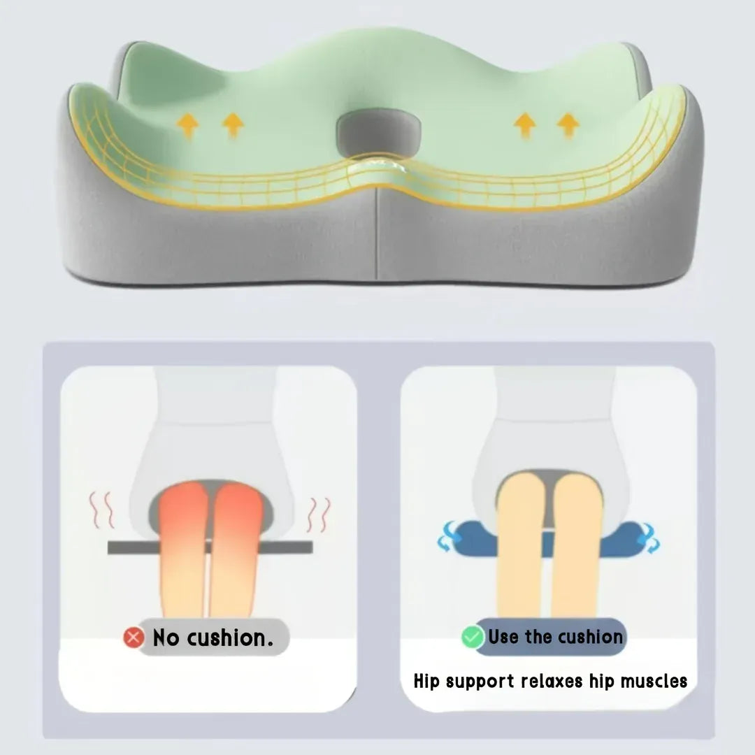 1pc Memory Foam Seat Cushion - 3D Ergonomic Support| Light Green & Grey, Washable Polyester, Car/Office Essentials 1pc Memory Foam Seat Cushion - 3D Ergonomic Support| Light Green & Grey, Washable Polyester, Car/Office Essentials