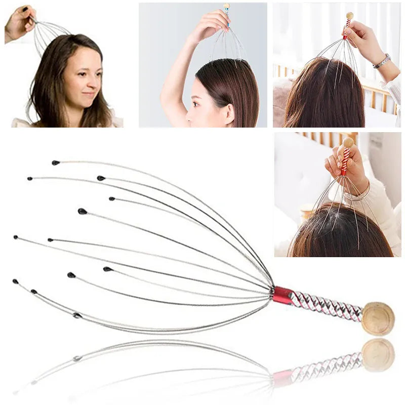 1PC Octopus Head Massager Stainless Steel Engraved Head Relaxer Brain Massage Claw Scalp Scratcher Itch Reliever Random Color 1PC Octopus Head Massager Stainless Steel Engraved Head Relaxer Brain Massage Claw Scalp Scratcher Itch Reliever Random Color