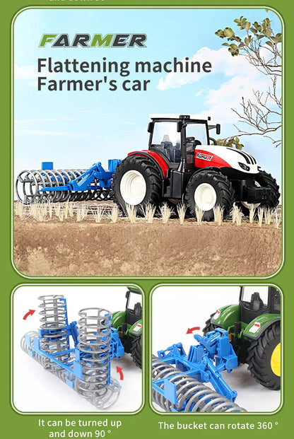 2.4G RC Farm Tractors Car 1/24 Radio Controlled Cars and Trucks with Light Simulated Engineering Truck Model Toys for Children 2.4G RC Farm Tractors Car 1/24 Radio Controlled Cars and Trucks with Light Simulated Engineering Truck Model Toys for Children