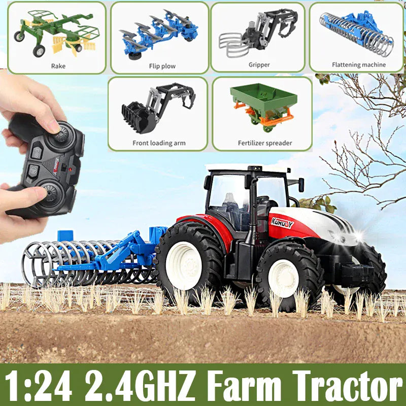 2.4G RC Farm Tractors Car 1/24 Radio Controlled Cars and Trucks with Light Simulated Engineering Truck Model Toys for Children 2.4G RC Farm Tractors Car 1/24 Radio Controlled Cars and Trucks with Light Simulated Engineering Truck Model Toys for Children