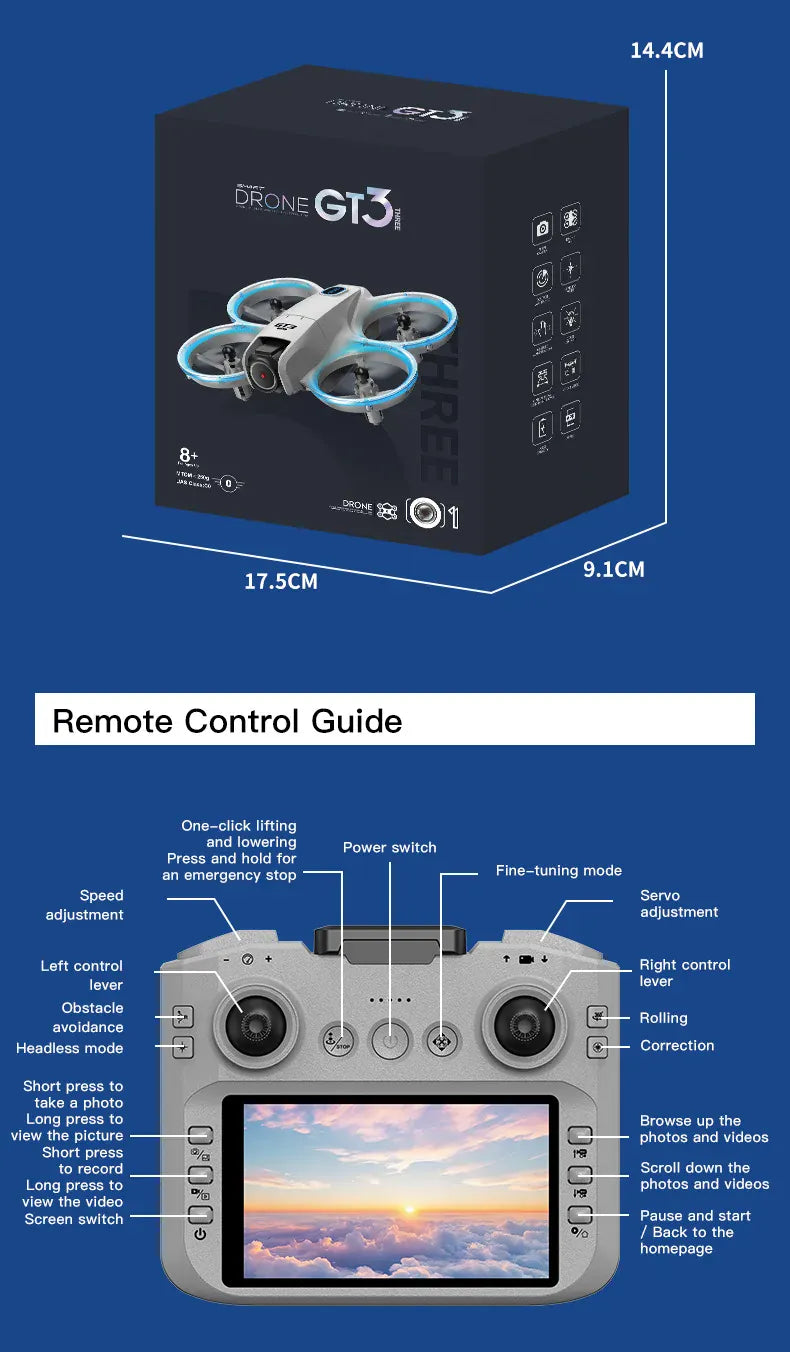 2025New GT3 MAX Drone 8K HD 4.3" Remote Control Headless Mode Helicopter 360° Flip Quadcopter Toys Mini Drone Fors Kid Toy Gifts 2025New GT3 MAX Drone 8K HD 4.3" Remote Control Headless Mode Helicopter 360° Flip Quadcopter Toys Mini Drone Fors Kid Toy Gifts