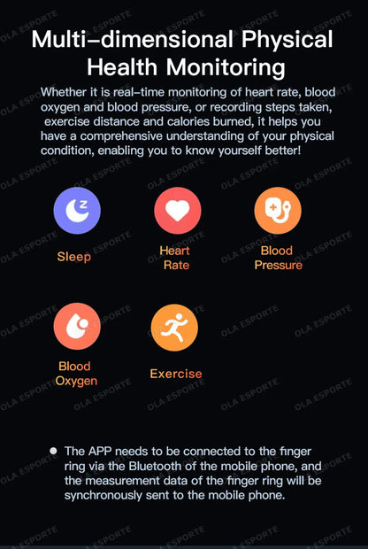 Ola Esporte Smart Ring 2026 - HRV & Health Monitor | Wahooly 2026 Health Monitor Smart Ring Outdoor 5 ATM Waterproof Rings Real HRV Monitor Heart Rate Blood Pressure/Oxygen Sports Smartring