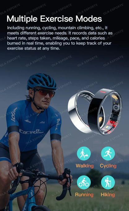 Ola Esporte Smart Ring 2026 - HRV & Health Monitor | Wahooly 2026 Health Monitor Smart Ring Outdoor 5 ATM Waterproof Rings Real HRV Monitor Heart Rate Blood Pressure/Oxygen Sports Smartring