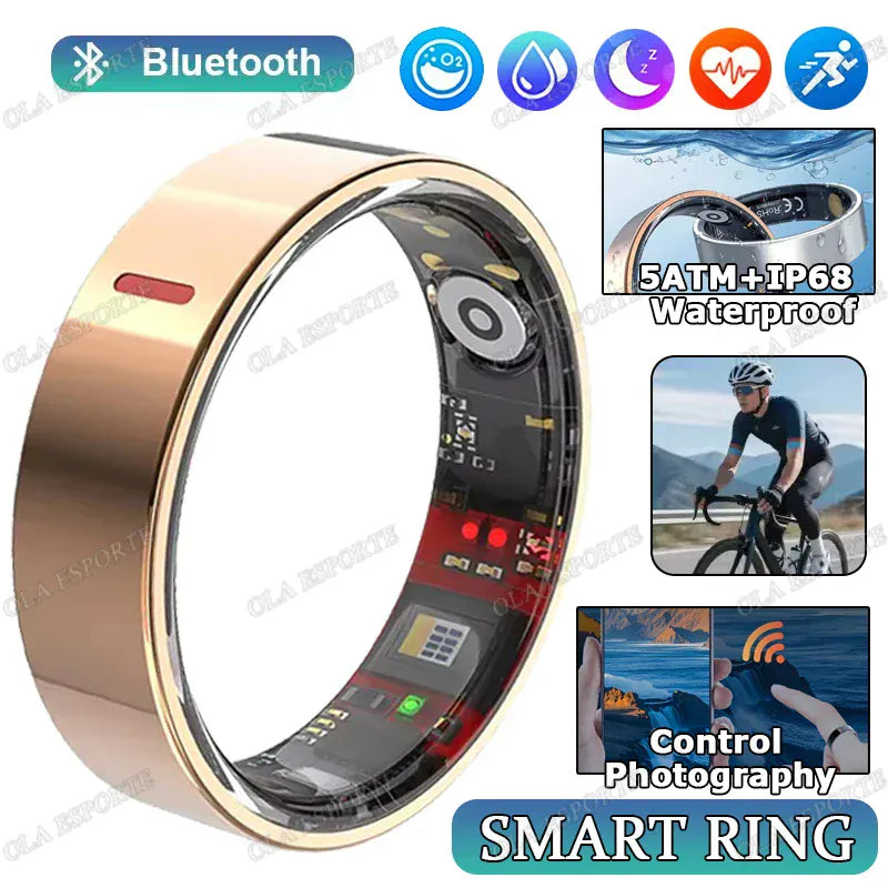 Ola Esporte Smart Ring 2026 - HRV & Health Monitor | Wahooly 2026 Health Monitor Smart Ring Outdoor 5 ATM Waterproof Rings Real HRV Monitor Heart Rate Blood Pressure/Oxygen Sports Smartring