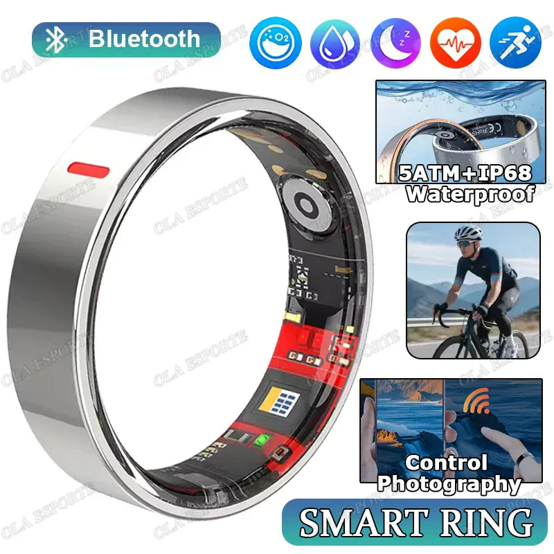 Ola Esporte Smart Ring 2026 - HRV & Health Monitor | Wahooly 2026 Health Monitor Smart Ring Outdoor 5 ATM Waterproof Rings Real HRV Monitor Heart Rate Blood Pressure/Oxygen Sports Smartring