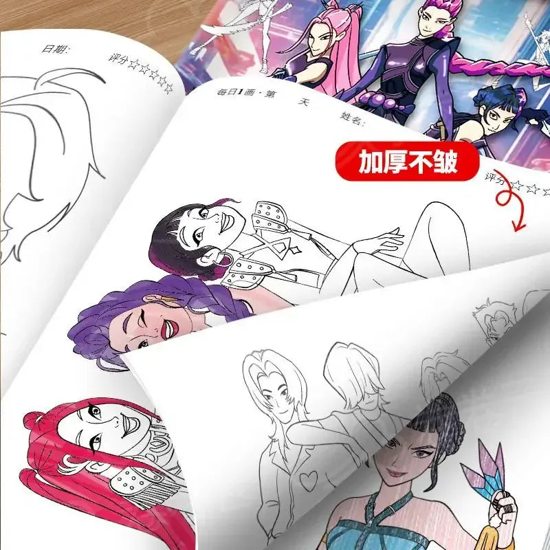 2026 KPop Demon Hunter Coloring Books Picture Book Peripheral Painting Book Line Drawing Children's Birthday Gift Christmas Gifs 2026 KPop Demon Hunter Coloring Books Picture Book Peripheral Painting Book Line Drawing Children's Birthday Gift Christmas Gifs