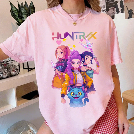 2026 Kpop Demon Hunters Graphic T Shirt Women Man Loose Casual Short Sleeve Tee Streetwear Fashion Summer Y2k Cartoon Print Tops 2026 Kpop Demon Hunters Graphic T Shirt Women Man Loose Casual Short Sleeve Tee Streetwear Fashion Summer Y2k Cartoon Print Tops