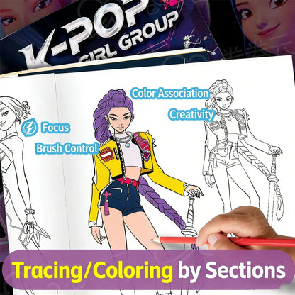 2026 new Kpop Demon Hunters Coloring Book Anime Rumi Mira Zoey Cute Line Drawing Tracing Sketch Copying Picture Book Kids Gifts 2026 new Kpop Demon Hunters Coloring Book Anime Rumi Mira Zoey Cute Line Drawing Tracing Sketch Copying Picture Book Kids Gifts