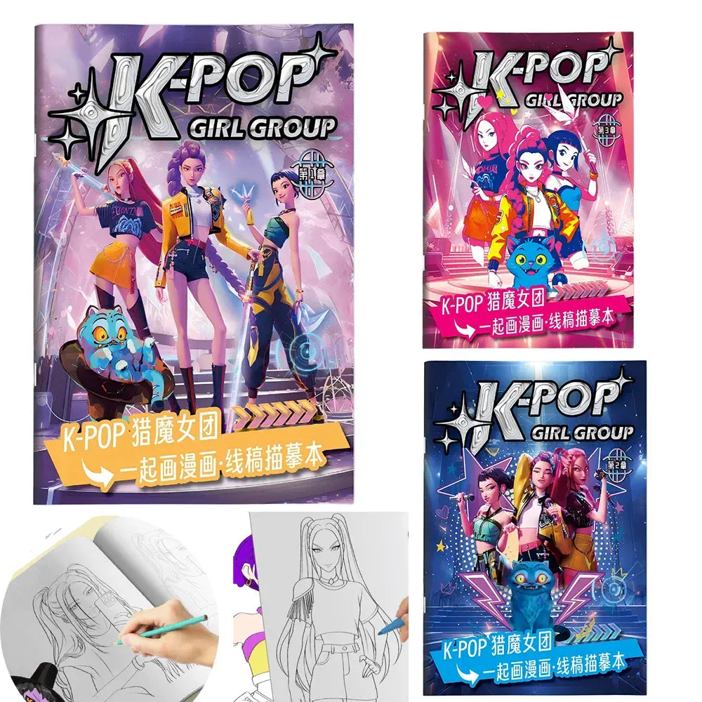 2026 new Kpop Demon Hunters Coloring Book Anime Rumi Mira Zoey Cute Line Drawing Tracing Sketch Copying Picture Book Kids Gifts 2026 new Kpop Demon Hunters Coloring Book Anime Rumi Mira Zoey Cute Line Drawing Tracing Sketch Copying Picture Book Kids Gifts