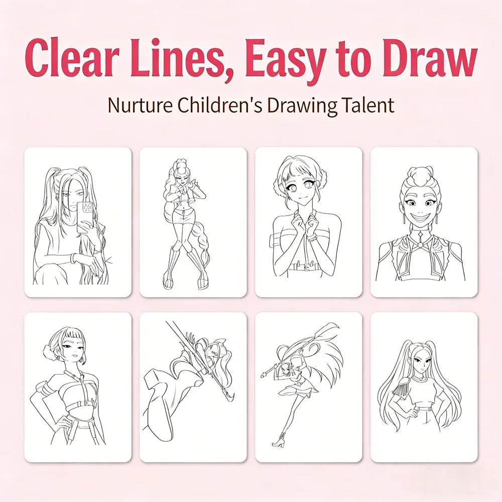 2026 new Kpop Demon Hunters Coloring Book Anime Rumi Mira Zoey Cute Line Drawing Tracing Sketch Copying Picture Book Kids Gifts 2026 new Kpop Demon Hunters Coloring Book Anime Rumi Mira Zoey Cute Line Drawing Tracing Sketch Copying Picture Book Kids Gifts