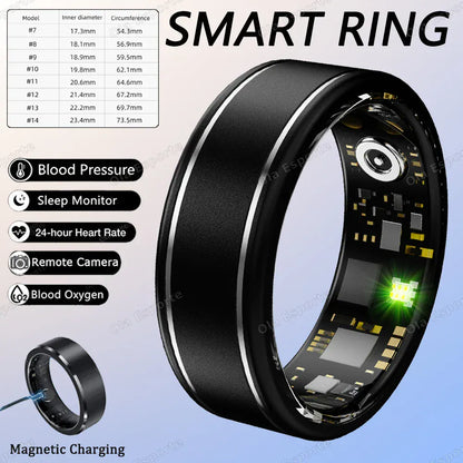 Smart Health Ring - Heart Rate & Sleep Tracker | Wahooly 2026 Smart Health Rings Heart Rate Blood Pressure/Oxygen Monitoring Rings Fitness Gift for Friends Family Colleagues Smartring