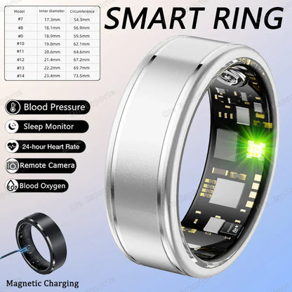 Smart Health Ring - Heart Rate & Sleep Tracker | Wahooly 2026 Smart Health Rings Heart Rate Blood Pressure/Oxygen Monitoring Rings Fitness Gift for Friends Family Colleagues Smartring