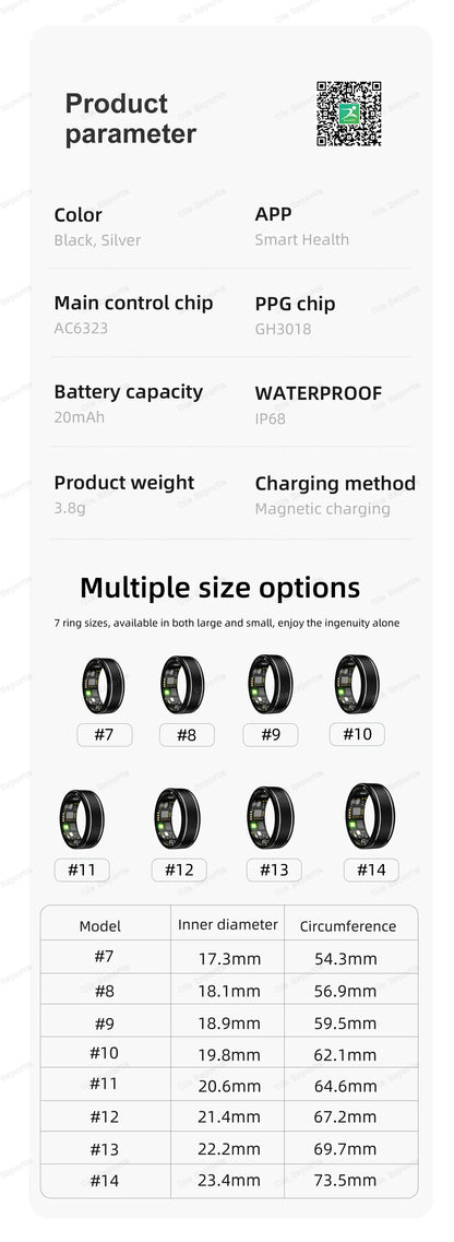 Smart Health Ring - Heart Rate & Sleep Tracker | Wahooly 2026 Smart Health Rings Heart Rate Blood Pressure/Oxygen Monitoring Rings Fitness Gift for Friends Family Colleagues Smartring