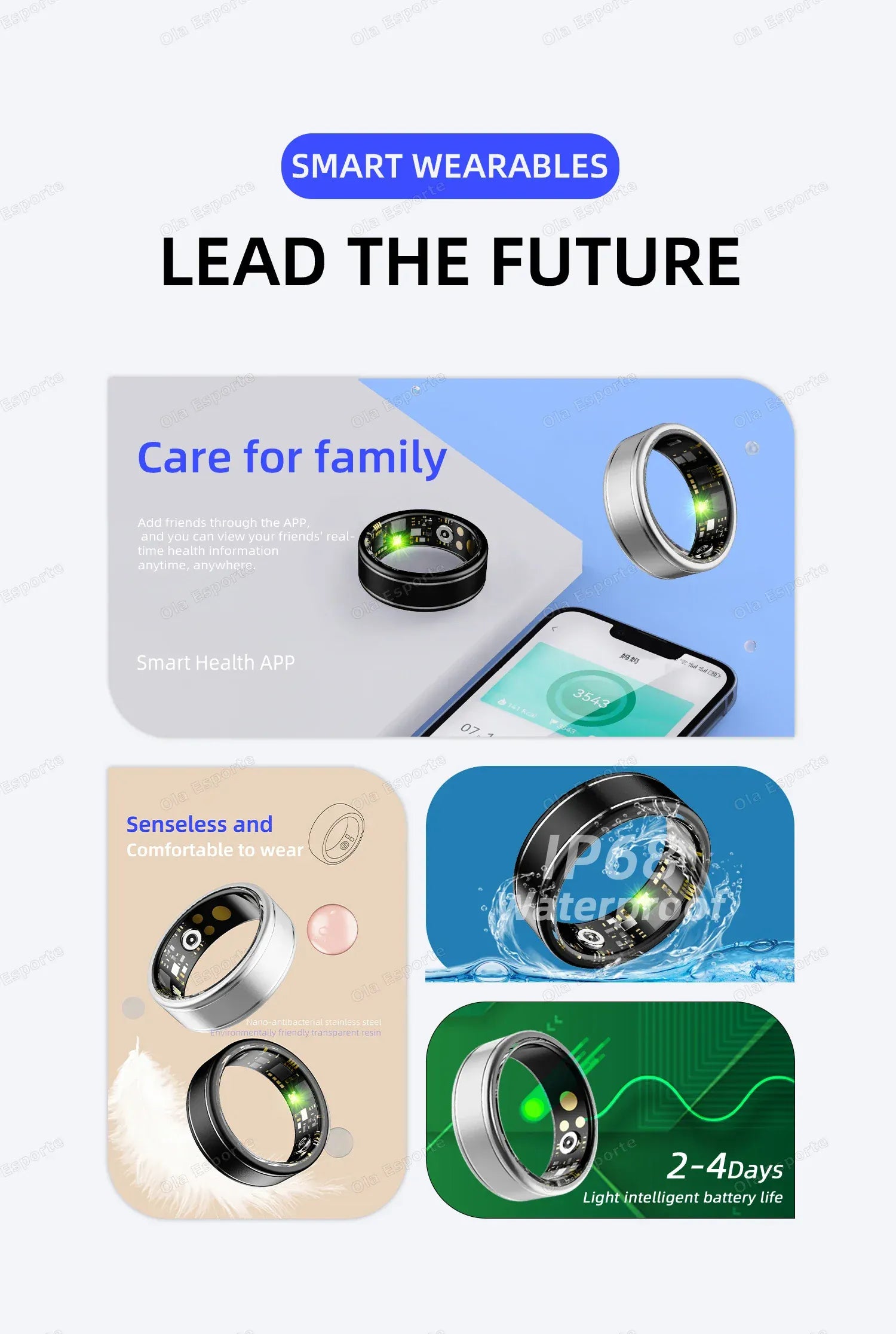 Smart Health Ring - Heart Rate & Sleep Tracker | Wahooly 2026 Smart Health Rings Heart Rate Blood Pressure/Oxygen Monitoring Rings Fitness Gift for Friends Family Colleagues Smartring