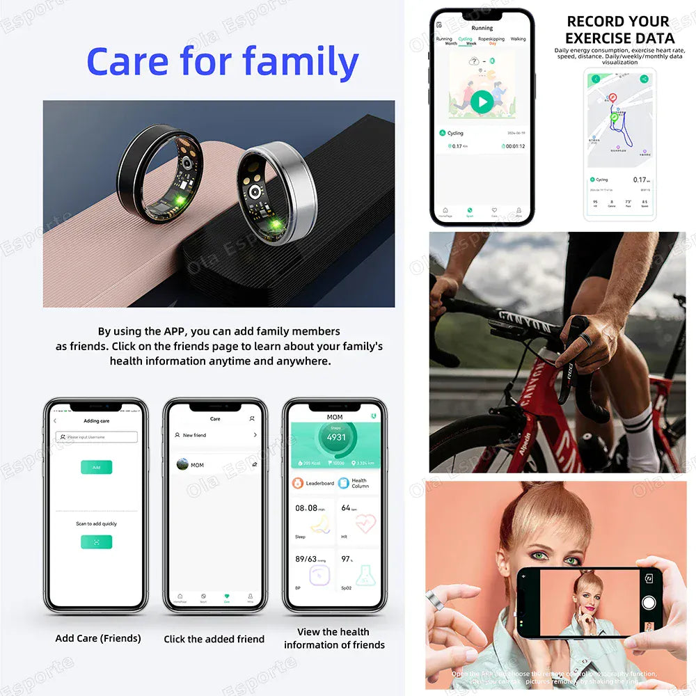 Smart Health Ring - Heart Rate & Sleep Tracker | Wahooly 2026 Smart Health Rings Heart Rate Blood Pressure/Oxygen Monitoring Rings Fitness Gift for Friends Family Colleagues Smartring