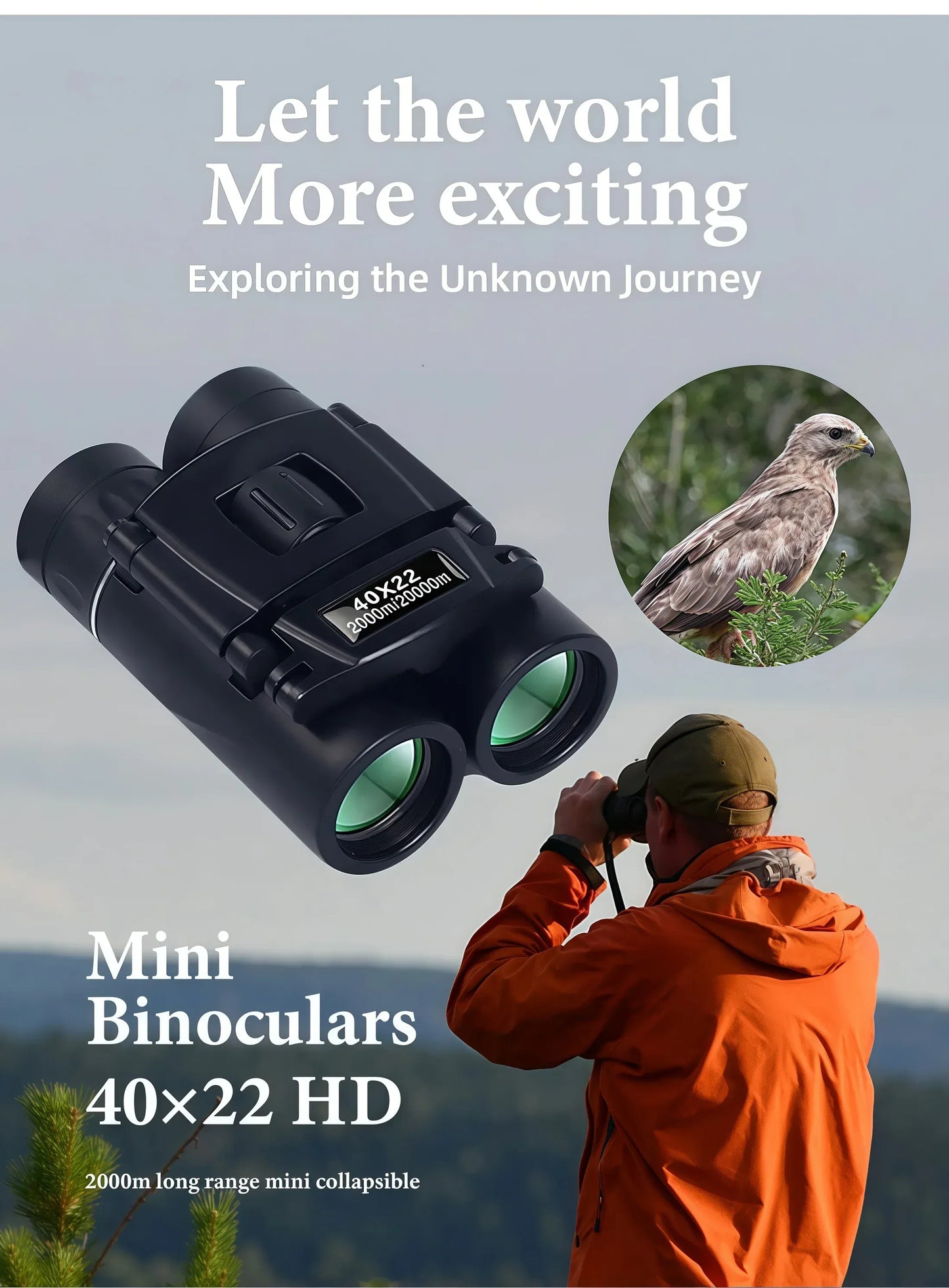 22x40 HD Binoculars - BAK4 FMC, Waterproof, 2000m Range for Hunting & Camping 22x40 HD Binoculars for Adults, 2000M Long Range - BAK4 FMC, Compact & Waterproof for Hunting, Bird Watching, Camping