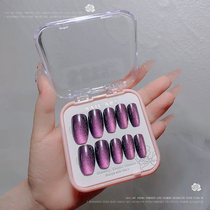 24pcs/box Crystal Cat Eye Shining Diamond Nail Patch Sparkling False Nail Press on Acrylic Nails Handmade Nail Wearing 24pcs/box Crystal Cat Eye Shining Diamond Nail Patch Sparkling False Nail Press on Acrylic Nails Handmade Nail Wearing