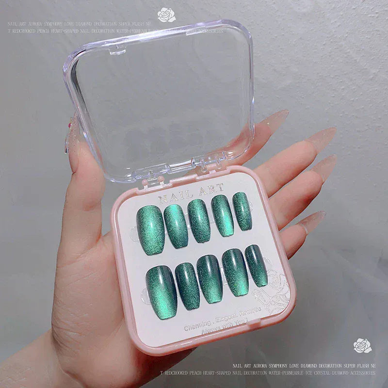 24pcs/box Crystal Cat Eye Shining Diamond Nail Patch Sparkling False Nail Press on Acrylic Nails Handmade Nail Wearing 24pcs/box Crystal Cat Eye Shining Diamond Nail Patch Sparkling False Nail Press on Acrylic Nails Handmade Nail Wearing