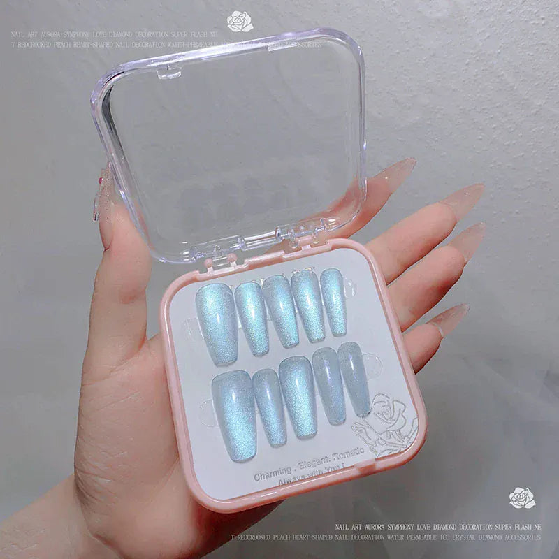 24pcs/box Crystal Cat Eye Shining Diamond Nail Patch Sparkling False Nail Press on Acrylic Nails Handmade Nail Wearing 24pcs/box Crystal Cat Eye Shining Diamond Nail Patch Sparkling False Nail Press on Acrylic Nails Handmade Nail Wearing