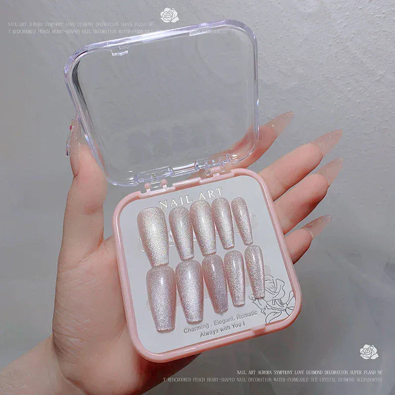 24pcs/box Crystal Cat Eye Shining Diamond Nail Patch Sparkling False Nail Press on Acrylic Nails Handmade Nail Wearing 24pcs/box Crystal Cat Eye Shining Diamond Nail Patch Sparkling False Nail Press on Acrylic Nails Handmade Nail Wearing