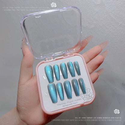 24pcs/box Crystal Cat Eye Shining Diamond Nail Patch Sparkling False Nail Press on Acrylic Nails Handmade Nail Wearing 24pcs/box Crystal Cat Eye Shining Diamond Nail Patch Sparkling False Nail Press on Acrylic Nails Handmade Nail Wearing