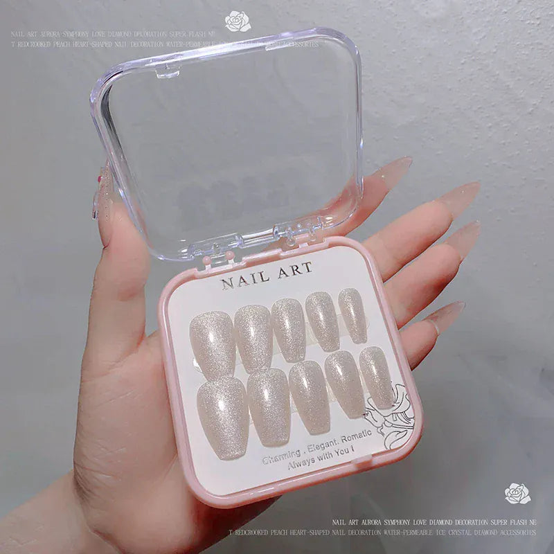 24pcs/box Crystal Cat Eye Shining Diamond Nail Patch Sparkling False Nail Press on Acrylic Nails Handmade Nail Wearing 24pcs/box Crystal Cat Eye Shining Diamond Nail Patch Sparkling False Nail Press on Acrylic Nails Handmade Nail Wearing