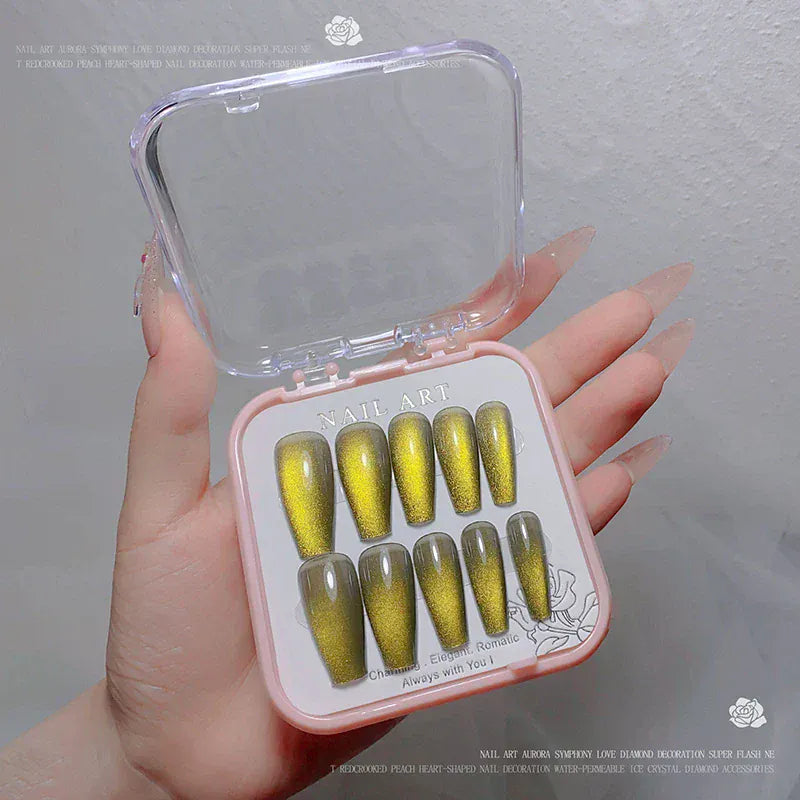 24pcs/box Crystal Cat Eye Shining Diamond Nail Patch Sparkling False Nail Press on Acrylic Nails Handmade Nail Wearing 24pcs/box Crystal Cat Eye Shining Diamond Nail Patch Sparkling False Nail Press on Acrylic Nails Handmade Nail Wearing