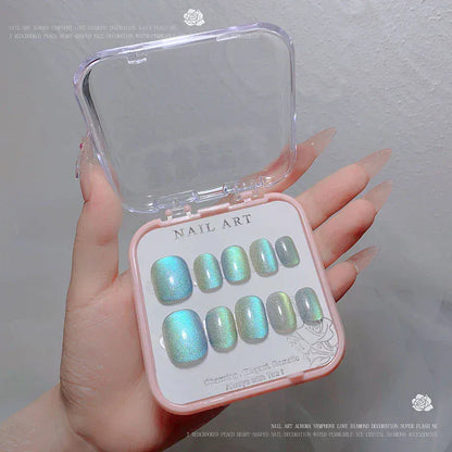 24pcs/box Crystal Cat Eye Shining Diamond Nail Patch Sparkling False Nail Press on Acrylic Nails Handmade Nail Wearing 24pcs/box Crystal Cat Eye Shining Diamond Nail Patch Sparkling False Nail Press on Acrylic Nails Handmade Nail Wearing