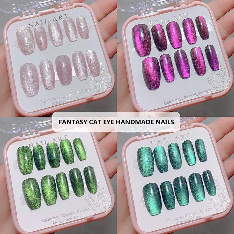 24pcs/box Crystal Cat Eye Shining Diamond Nail Patch Sparkling False Nail Press on Acrylic Nails Handmade Nail Wearing 24pcs/box Crystal Cat Eye Shining Diamond Nail Patch Sparkling False Nail Press on Acrylic Nails Handmade Nail Wearing