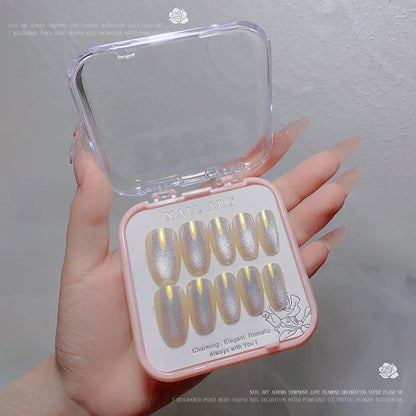 24pcs/box Crystal Cat Eye Shining Diamond Nail Patch Sparkling False Nail Press on Acrylic Nails Handmade Nail Wearing 24pcs/box Crystal Cat Eye Shining Diamond Nail Patch Sparkling False Nail Press on Acrylic Nails Handmade Nail Wearing