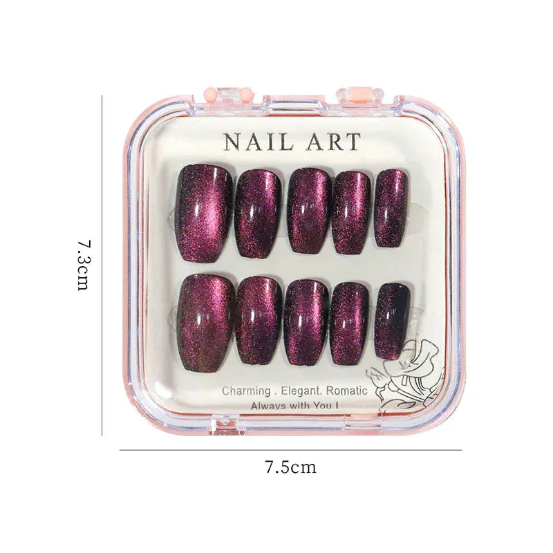 24pcs/box Crystal Cat Eye Shining Diamond Nail Patch Sparkling False Nail Press on Acrylic Nails Handmade Nail Wearing 24pcs/box Crystal Cat Eye Shining Diamond Nail Patch Sparkling False Nail Press on Acrylic Nails Handmade Nail Wearing