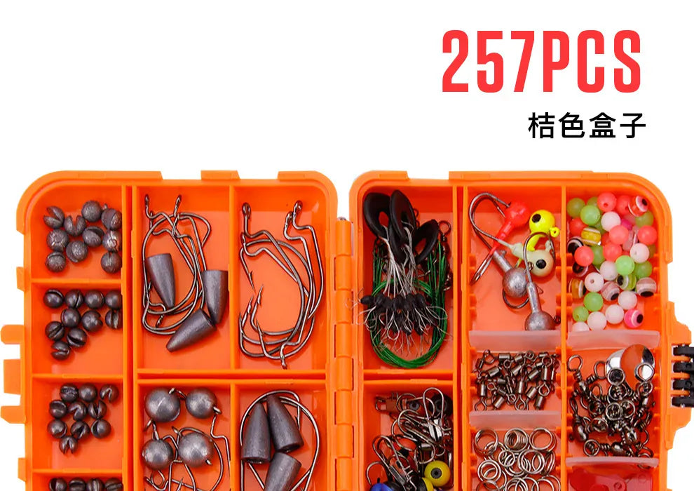 257-Piece Fishing Lure Tackle Set – Hooks & Accessories – Wahooly 257-Piece Fishing Lure & Tackle Accessories Set – Hooks, Lures & More