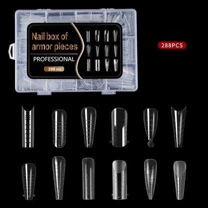 288Pcs/Box Acrylic Nail Art Tips Nail Forms For UV Gel Quick Building Extension Top Molds Dual Forms Nails Accessories Tools 288Pcs/Box Acrylic Nail Art Tips Nail Forms For UV Gel Quick Building Extension Top Molds Dual Forms Nails Accessories Tools