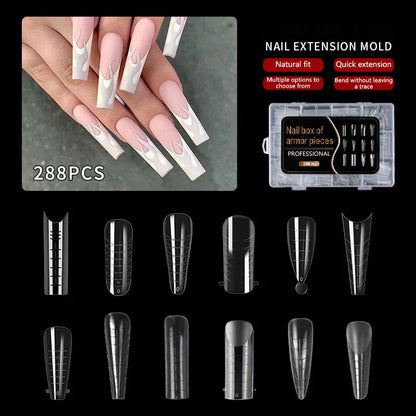 288Pcs/Box Acrylic Nail Art Tips Nail Forms For UV Gel Quick Building Extension Top Molds Dual Forms Nails Accessories Tools 288Pcs/Box Acrylic Nail Art Tips Nail Forms For UV Gel Quick Building Extension Top Molds Dual Forms Nails Accessories Tools