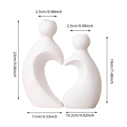 2x Flower Vases Collectible Valentine's Day Decoration Decorative Lover Figurines for Office Desk Cabinet Home Living Room 2x Flower Vases Collectible Valentine's Day Decoration Decorative Lover Figurines for Office Desk Cabinet Home Living Room