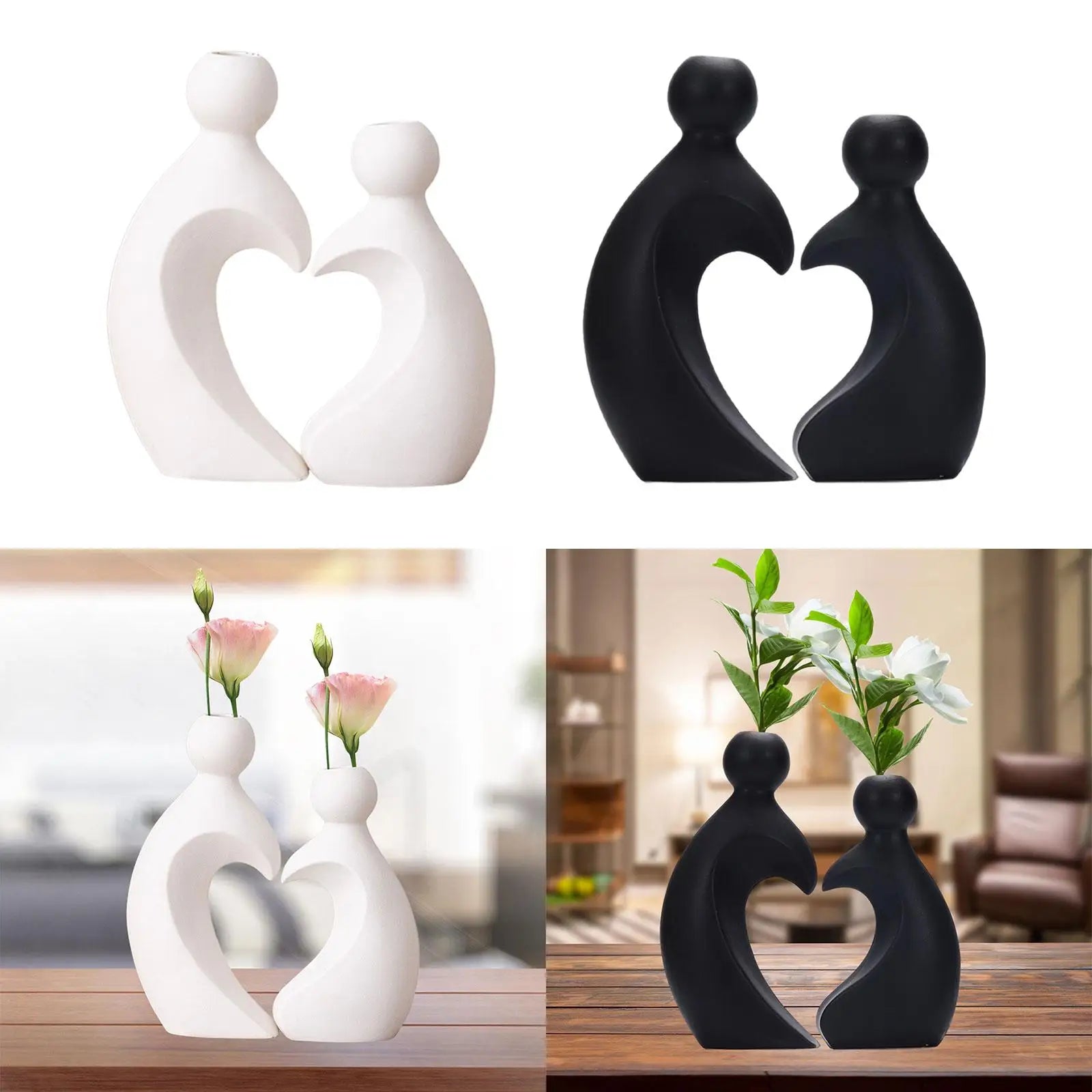 2x Flower Vases Collectible Valentine's Day Decoration Decorative Lover Figurines for Office Desk Cabinet Home Living Room 2x Flower Vases Collectible Valentine's Day Decoration Decorative Lover Figurines for Office Desk Cabinet Home Living Room