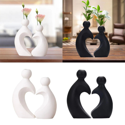 2x Flower Vases Collectible Valentine's Day Decoration Decorative Lover Figurines for Office Desk Cabinet Home Living Room 2x Flower Vases Collectible Valentine's Day Decoration Decorative Lover Figurines for Office Desk Cabinet Home Living Room