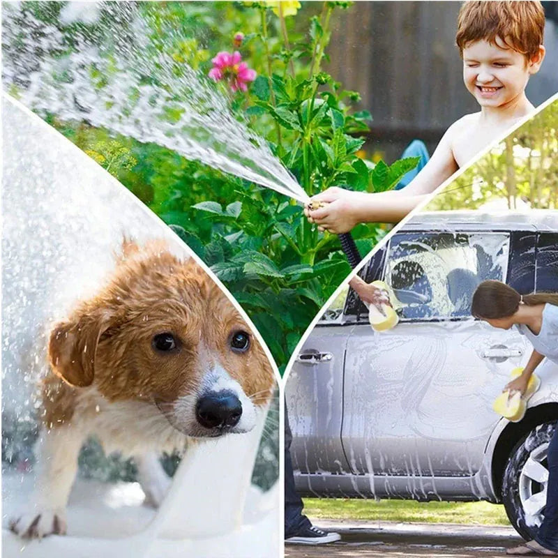 3/4" Heavy-Duty Expandable Garden Hose with Sprinkler Head | Wahooly 3/4" Heavy-Duty Expandable Garden Hose — Braided, Kink-Free with Sprinkler Head (25–100FT)