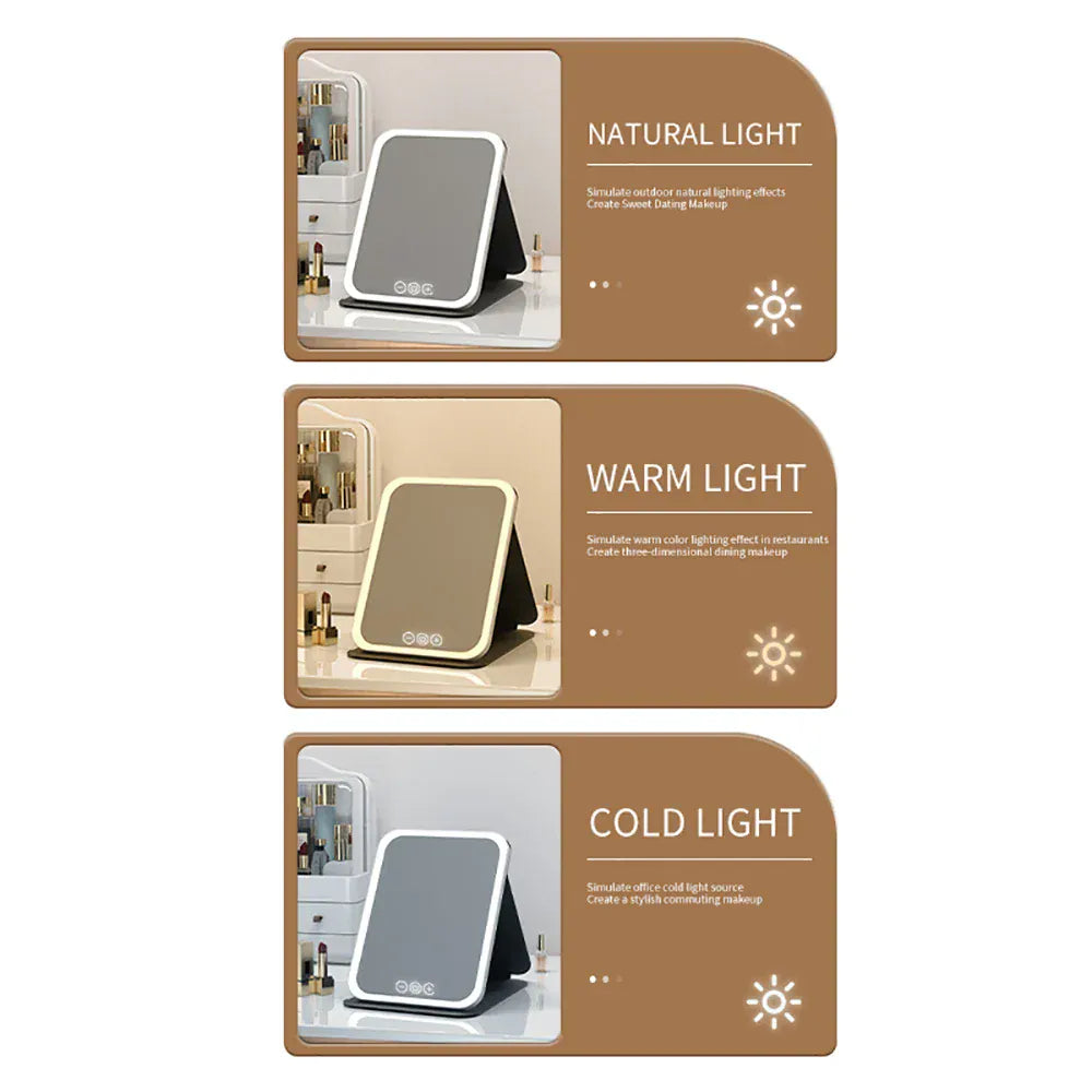 3 Colors Dimmable LED Makeup Mirror with Touch Screen 3 Colors Dimmable LED Makeup Mirror with Touch Screen
