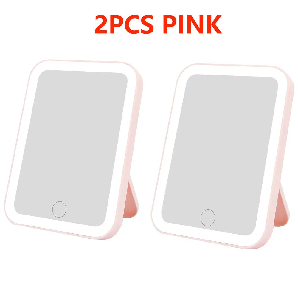 3 Colors LED Vanity Mirror with Touch Screen USB Rechargeable Dimming Makeup Mirror 3 Brightness Portable 3 Colors LED Vanity Mirror with Touch Screen USB Rechargeable Dimming Makeup Mirror 3 Brightness Portable