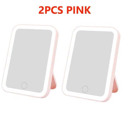 3 Colors LED Vanity Mirror with Touch Screen USB Rechargeable Dimming Makeup Mirror 3 Brightness Portable 3 Colors LED Vanity Mirror with Touch Screen USB Rechargeable Dimming Makeup Mirror 3 Brightness Portable