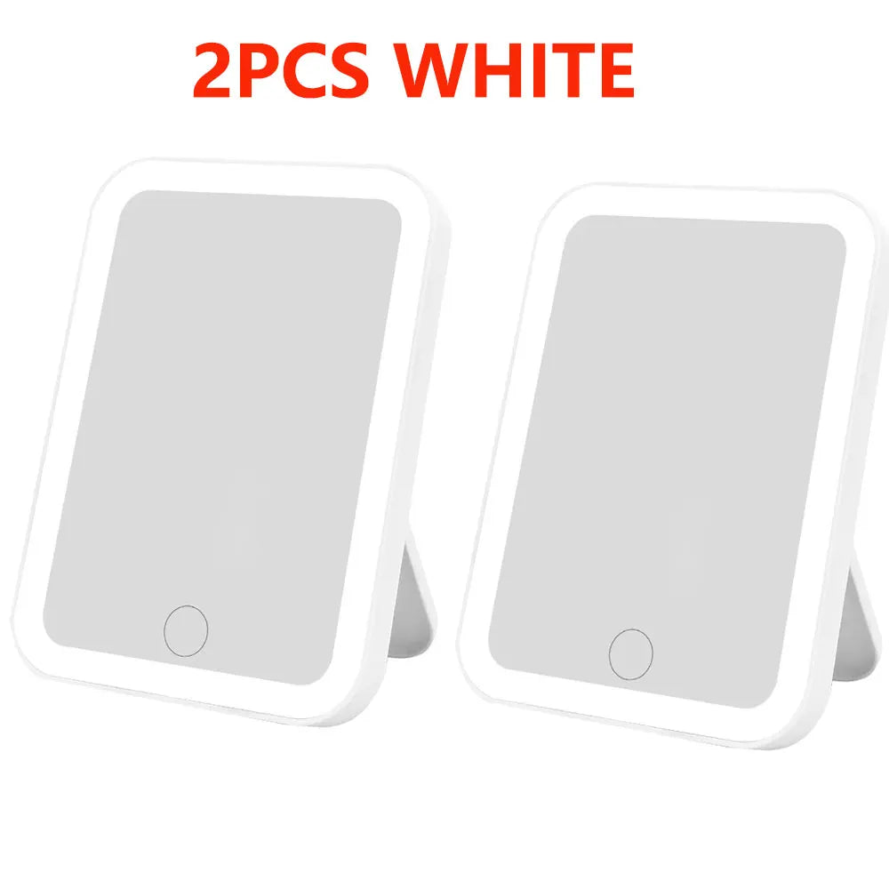 3 Colors LED Vanity Mirror with Touch Screen USB Rechargeable Dimming Makeup Mirror 3 Brightness Portable 3 Colors LED Vanity Mirror with Touch Screen USB Rechargeable Dimming Makeup Mirror 3 Brightness Portable