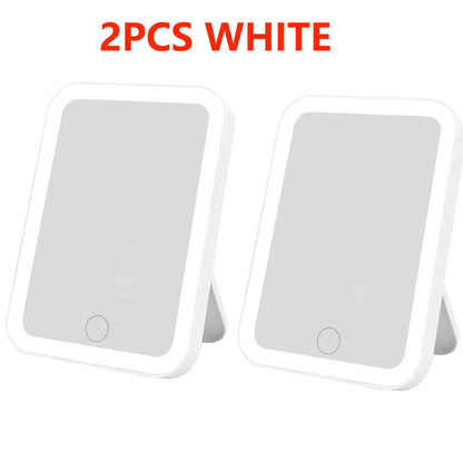 3 Colors LED Vanity Mirror with Touch Screen USB Rechargeable Dimming Makeup Mirror 3 Brightness Portable 3 Colors LED Vanity Mirror with Touch Screen USB Rechargeable Dimming Makeup Mirror 3 Brightness Portable
