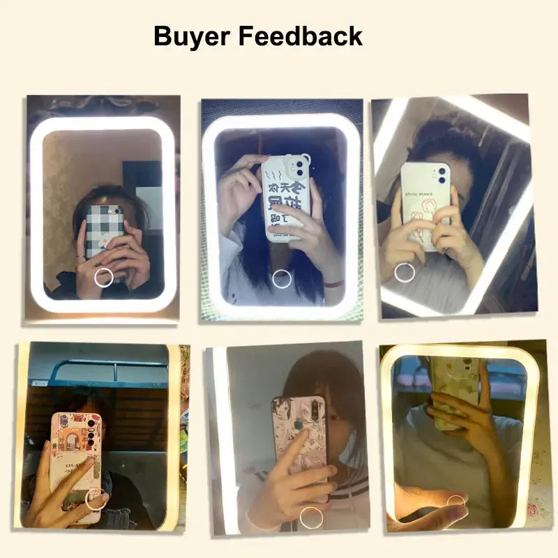 3 Colors LED Vanity Mirror with Touch Screen USB Rechargeable Dimming Makeup Mirror 3 Brightness Portable 3 Colors LED Vanity Mirror with Touch Screen USB Rechargeable Dimming Makeup Mirror 3 Brightness Portable