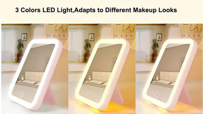 3 Colors LED Vanity Mirror with Touch Screen USB Rechargeable Dimming Makeup Mirror 3 Brightness Portable 3 Colors LED Vanity Mirror with Touch Screen USB Rechargeable Dimming Makeup Mirror 3 Brightness Portable